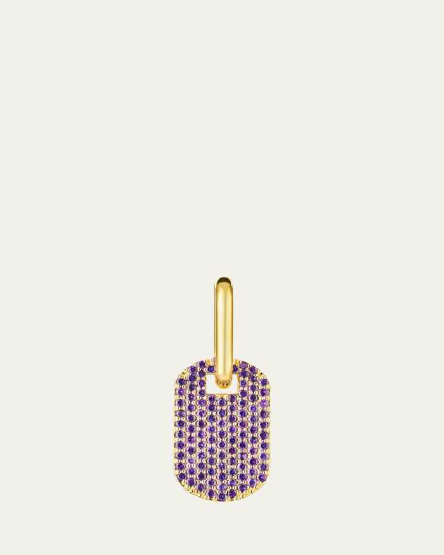 Pavé Amethyst Medium ID Hoop Earring, Single